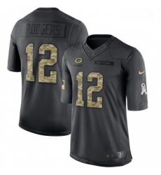 Men Nike Green Bay Packers 12 Aaron Rodgers Limited Black 2016 Salute to Service NFL Jersey