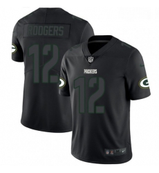 Men Nike Green Bay Packers 12 Aaron Rodgers Limited Black Rush Impact NFL Jersey