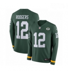 Men Nike Green Bay Packers 12 Aaron Rodgers Limited Green Therma Long Sleeve NFL Jersey