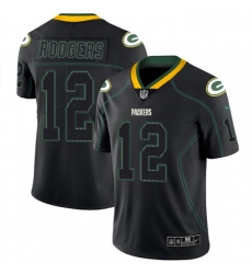 Men Nike Green Bay Packers 12 Aaron Rodgers Limited Lights Out Black Rush NFL Jersey