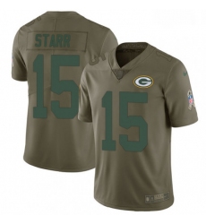 Men Nike Green Bay Packers 15 Bart Starr Limited Olive 2017 Salute to Service NFL Jersey