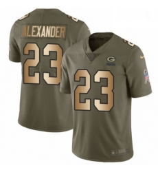 Men Nike Green Bay Packers 23 Jaire Alexander Limited OliveGold 2017 Salute to Service NFL Jersey