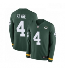Men Nike Green Bay Packers 4 Brett Favre Limited Green Therma Long Sleeve NFL Jersey
