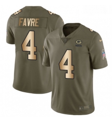 Men Nike Green Bay Packers 4 Brett Favre Limited OliveGold 2017 Salute to Service NFL Jersey