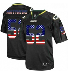 Men Nike Green Bay Packers 52 Clay Matthews Elite Black USA Flag Fashion NFL Jersey