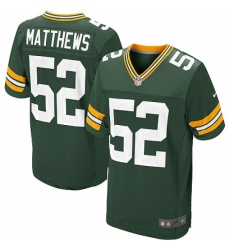 Men Nike Green Bay Packers 52 Clay Matthews Elite Green Team Color NFL Jersey