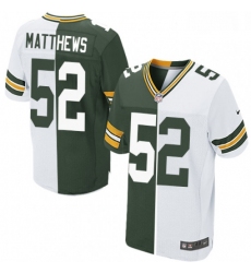 Men Nike Green Bay Packers 52 Clay Matthews Elite GreenWhite Split Fashion NFL Jersey