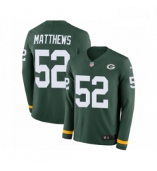Men Nike Green Bay Packers 52 Clay Matthews Limited Green Therma Long Sleeve NFL Jersey