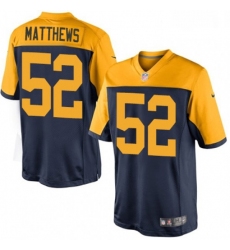 Men Nike Green Bay Packers 52 Clay Matthews Limited Navy Blue Alternate NFL Jersey