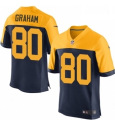 Men Nike Green Bay Packers 80 Jimmy Graham Elite Navy Blue Alternate NFL Jersey