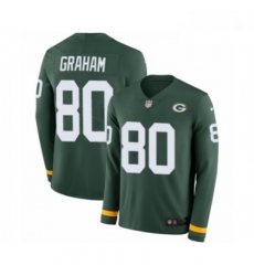 Men Nike Green Bay Packers 80 Jimmy Graham Limited Green Therma Long Sleeve NFL Jersey