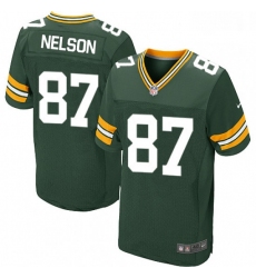 Men Nike Green Bay Packers 87 Jordy Nelson Elite Green Team Color NFL Jersey