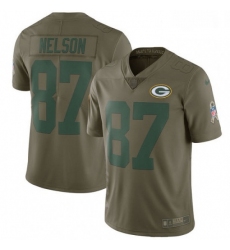 Men Nike Green Bay Packers 87 Jordy Nelson Limited Olive 2017 Salute to Service NFL Jersey