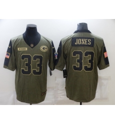 Men's Green Bay Packers #33 Aaron Jones Nike Olive 2021 Salute To Service Limited Jersey