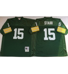Mitchell&Ness 1969 Packers 15 Bart Starr Green Throwback Stitched NFL Jersey