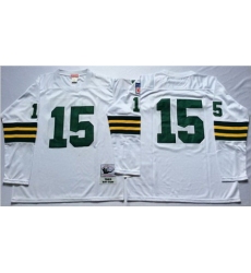 Mitchell&Ness 1969 Packers 15 Bart Starr White Throwback Stitched NFL Jersey