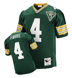 MitchellandNess Green Bay Packers 1993 4Brett Favre Authentic Throwback Green 75th Jersey