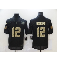 Nike Green Bay Green Bay Packers 12 Aaron Rodgers Black Camo 2020 Salute To Service Limited Jersey