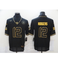 Nike Green Bay Green Bay Packers 12 Aaron Rodgers Black Gold 2020 Salute To Service Limited Jersey