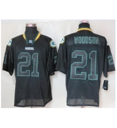 Nike Green Bay Packers 21 Charles Woodson Black Elite Lights Out NFL Jersey