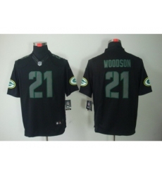 Nike Green Bay Packers 21 Charles Woodson Black Limited Impact Jersey