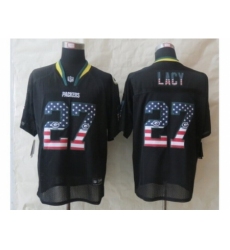 Nike Green Bay Packers 27 Eddie Lacy Black Elite USA Flag Fashion NFL Jersey