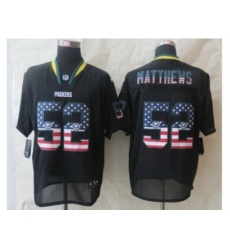 Nike Green Bay Packers 52 Clay Matthews Black Elite USA Flag Fashion NFL Jersey