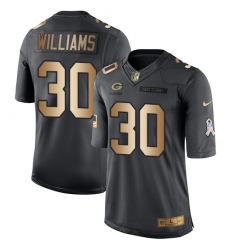 Nike Packers #30 Jamaal Williams Black Mens Stitched NFL Limited Gold Salute To Service Jersey