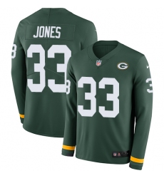 Nike Packers #33 Aaron Jones Green Team Color Men Stitched NFL Limited Therma Long Sleeve Jersey
