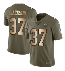 Nike Packers #37 Josh Jackson Olive Gold Mens Stitched NFL Limited 2017 Salute To Service Jersey