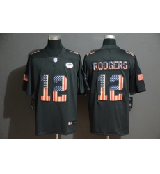 Packers 12 Aaron Rodgers 2019 Black Salute To Service USA Flag Fashion Limited Jersey