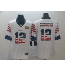 Packers 12 Aaron Rodgers White USA Flag Fashion Limited Jersey
