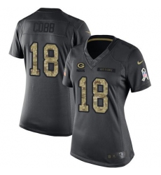Nike Packers #18 Randall Cobb Black Womens Stitched NFL Limited 2016 Salute to Service Jersey