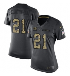 Nike Packers #21 Ha Ha Clinton Dix Black Womens Stitched NFL Limited 2016 Salute to Service Jersey