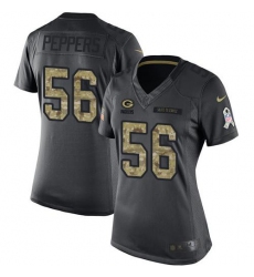 Nike Packers #56 Julius Peppers Black Womens Stitched NFL Limited 2016 Salute to Service Jersey
