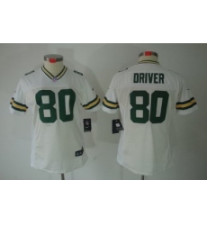 Women Green Bay Packers 80# Donald Driver White Color[NIKE LIMITED Jersey]