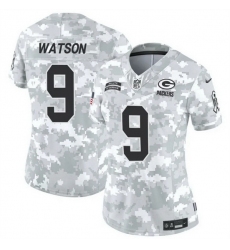 Women Green Bay Packers 9 Christian Watson 2024 F U S E Arctic Camo Salute To Service Limited Stitched Football Jersey