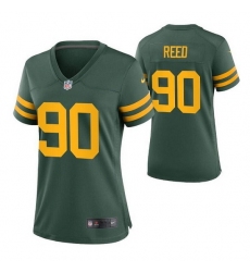 Women Green Bay Packers 90 Jarran Reed Green Legend Stitched Jersey 28Run Small 2