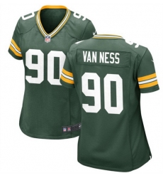 Women Green Bay Packers 90 Lukas Van Ness Green 2023 Draft Stitched Game Jersey