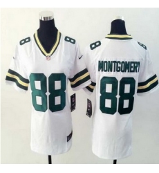 Women New Packers #88 Ty Montgomery White Stitched NFL Elite Jersey