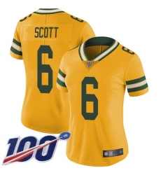 Women Packers 6 JK Scott Gold Stitched Football Limited Inverted Legend 100th Season Jersey