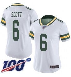 Women Packers 6 JK Scott White Stitched Football 100th Season Vapor Limited Jersey