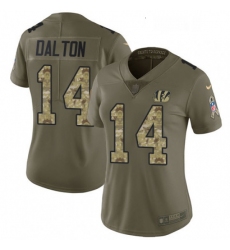 Womens Nike Cincinnati Bengals 14 Andy Dalton Limited OliveCamo 2017 Salute to Service NFL Jersey