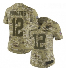 Womens Nike Green Bay Packers 12 Aaron Rodgers Limited Camo 2018 Salute to Service NFL Jersey