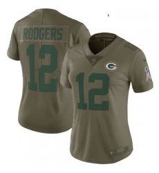 Womens Nike Green Bay Packers 12 Aaron Rodgers Limited Olive 2017 Salute to Service NFL Jersey