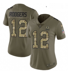 Womens Nike Green Bay Packers 12 Aaron Rodgers Limited OliveCamo 2017 Salute to Service NFL Jersey