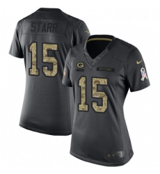 Womens Nike Green Bay Packers 15 Bart Starr Limited Black 2016 Salute to Service NFL Jersey