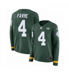 Womens Nike Green Bay Packers 4 Brett Favre Limited Green Therma Long Sleeve NFL Jersey