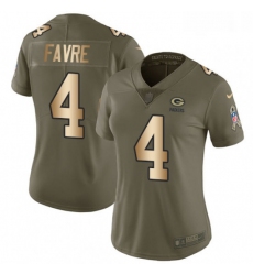 Womens Nike Green Bay Packers 4 Brett Favre Limited OliveGold 2017 Salute to Service NFL Jersey