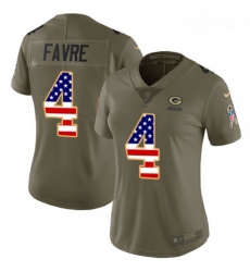 Womens Nike Green Bay Packers 4 Brett Favre Limited OliveUSA Flag 2017 Salute to Service NFL Jersey